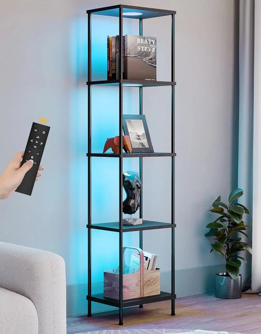 Shelf with RGBCW Light Color Changing Curio Cabinet Floor Lamp Organizer