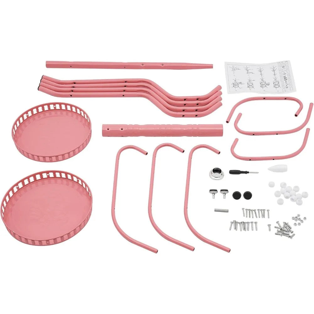 Pink Modern Metal Coat Rack Stand Freestanding Hat Hall Tree 12 Hooks