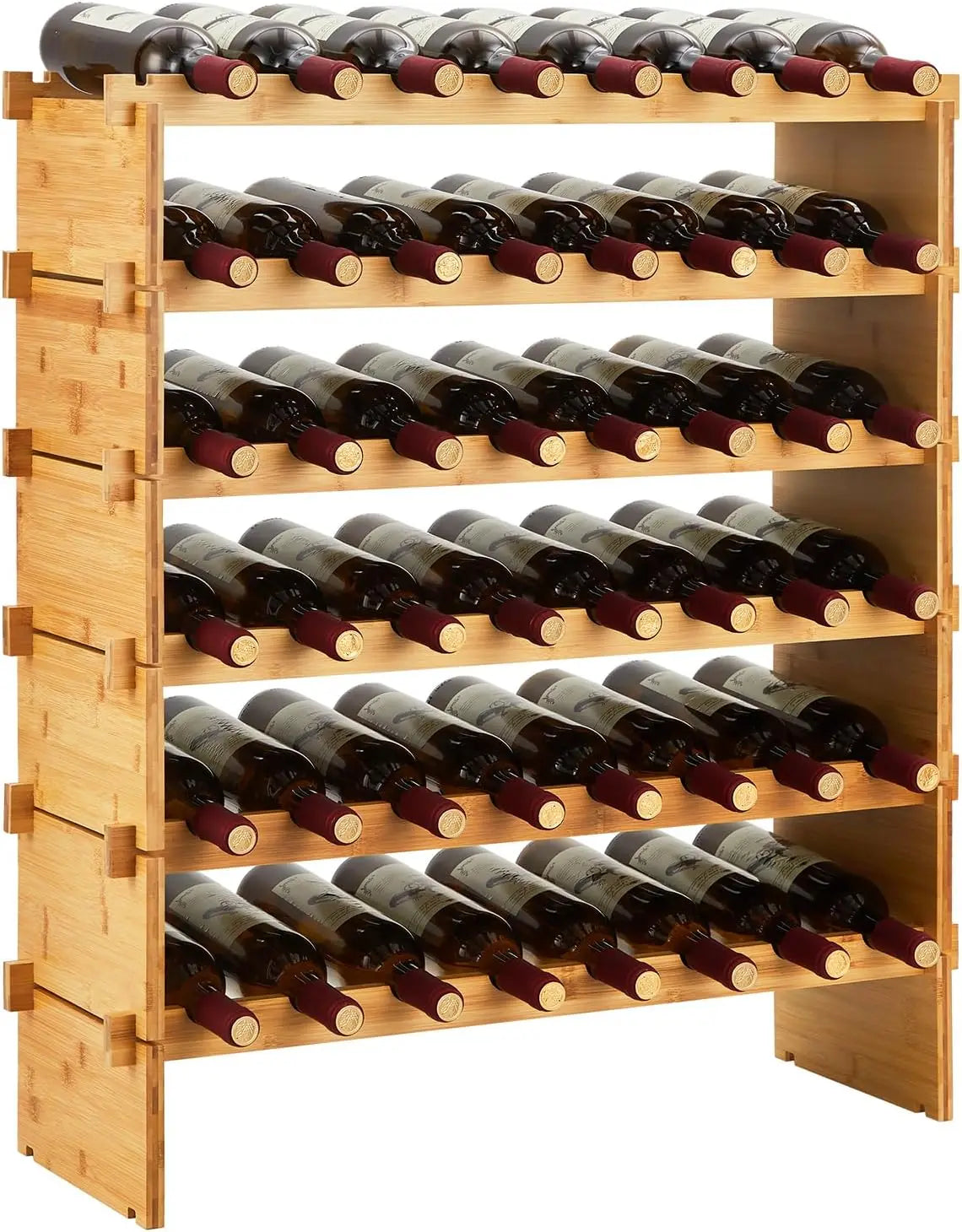 Bamboo Wine Rack Stackable Modular Freestanding Storage Display Shelf