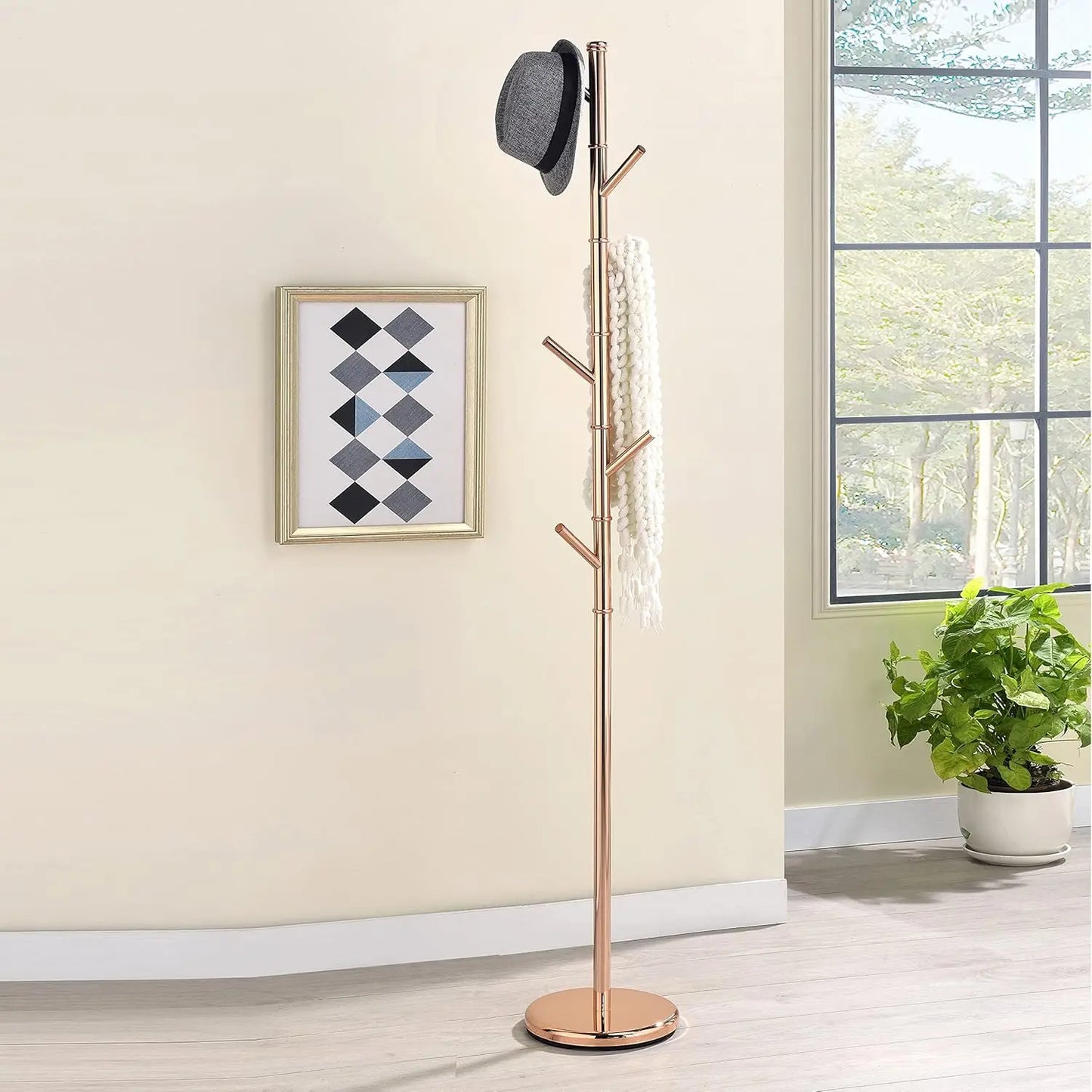 Ljustra Metal Freestanding Coat Rack Hall Tree for Hats Coats Entryway