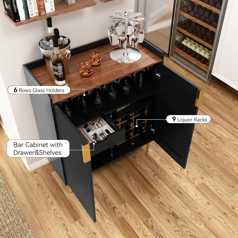 Modern Sideboard Buffet Cabinet with Wine Rack and Drawers Storage