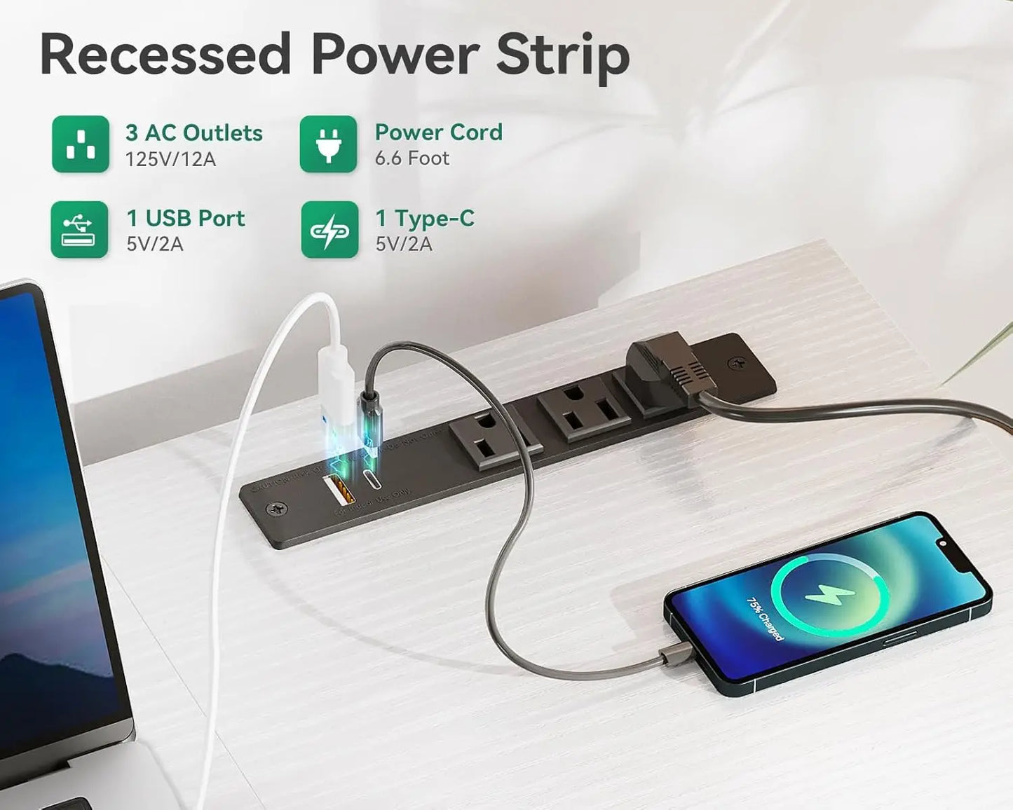 51 Inch Reversible Computer Desk with USB Power Outlets and Storage