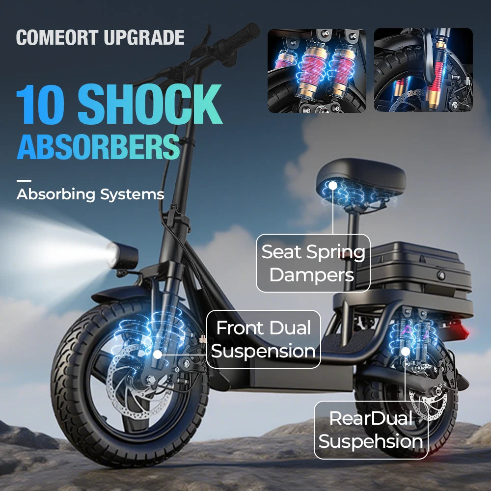 500W Electric Scooter 48V 15Ah Lithium Battery 35km/h Shopping Box