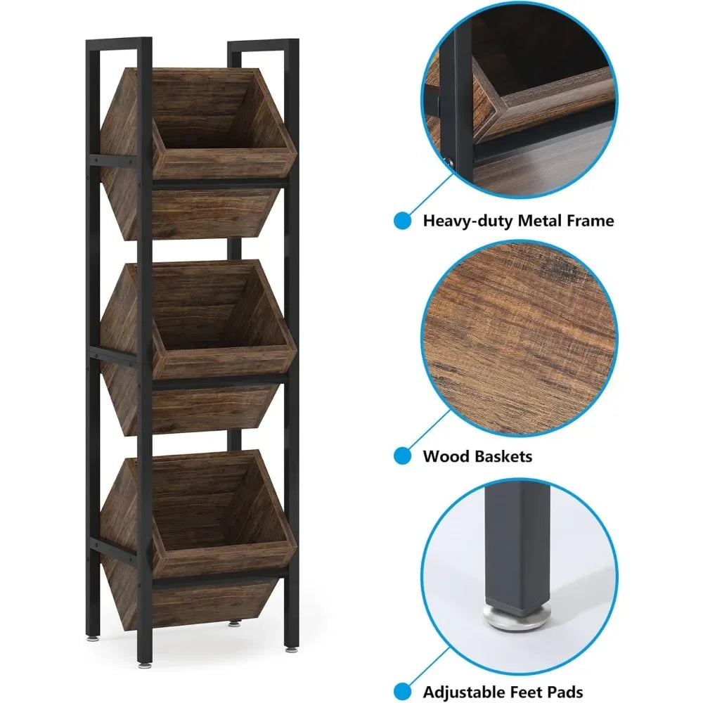 Freestanding 3 Tier Wooden Wine Rack Storage Display Shelf Organizer