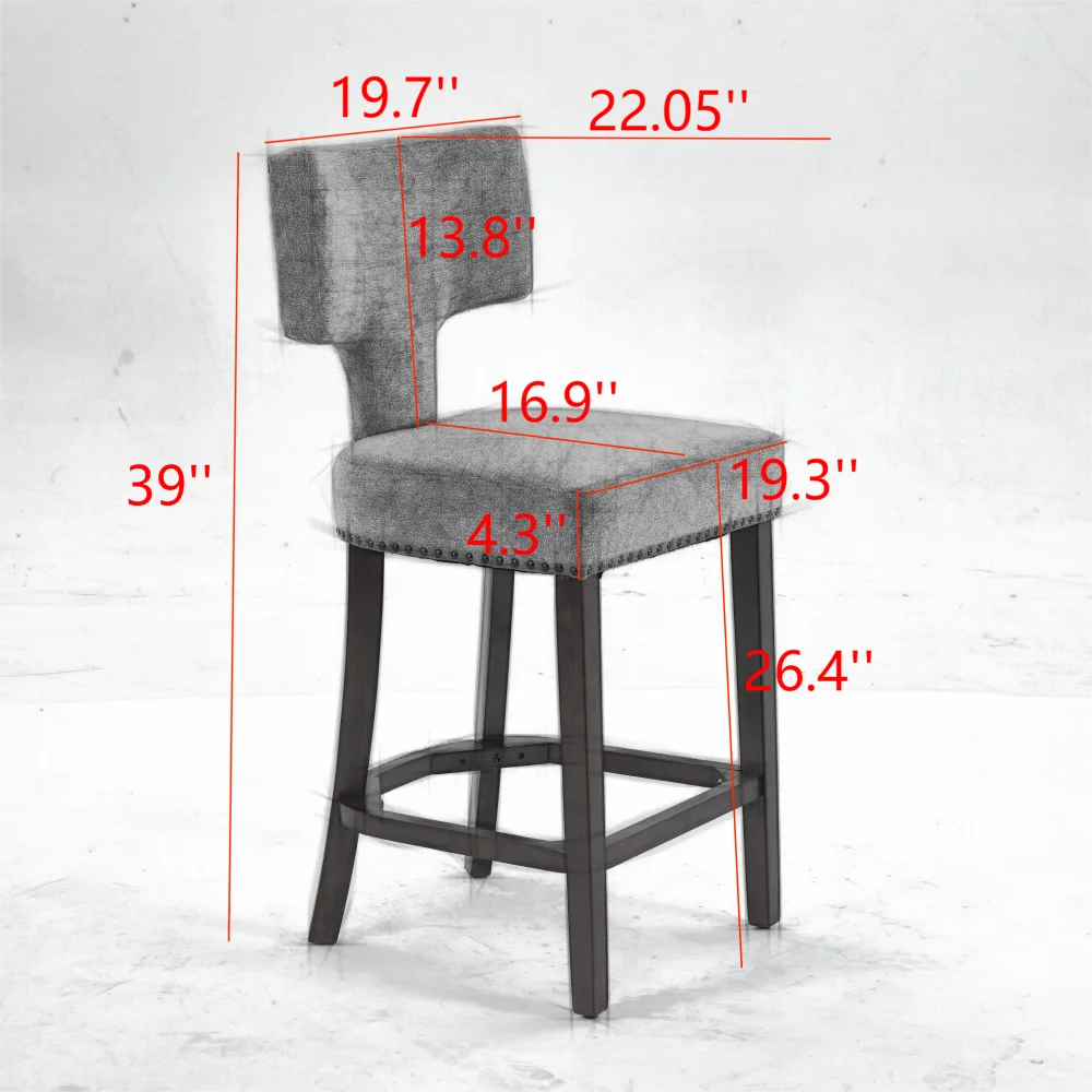 Ljustra Mid-Century Modern Counter Height Bar Stools Set of 2 Kitchen Chairs