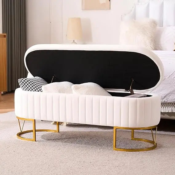 Modern Storage Ottoman Bench Upholstered Seating for Bedroom Entryway Living