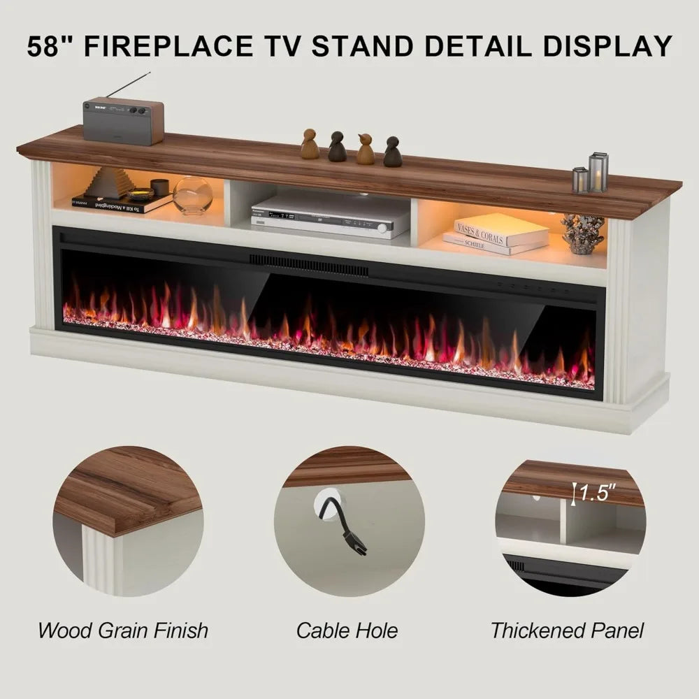 58 Inch Fireplace TV Stand for TVs Up to 65 Electric Fireplace Entertainment Center