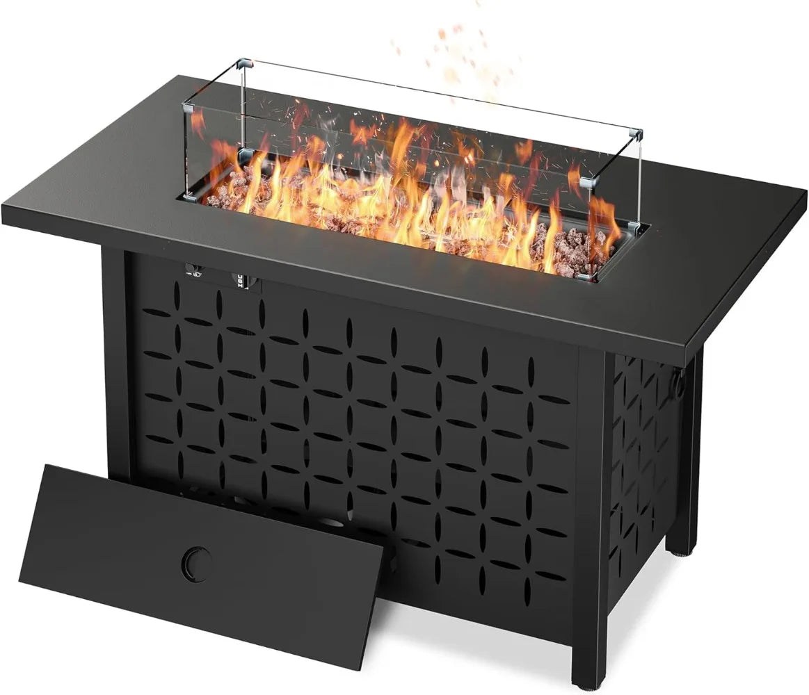 43 Inch Gas Fire Pit Table 50000 BTU Outdoor Rectangular Propane Firepit