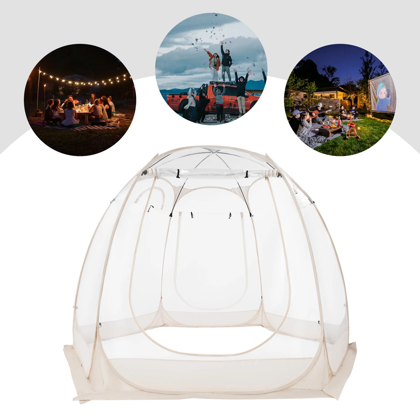 3M PVC Clear Camping Tent Freestanding Garden Tent for Outdoor Use