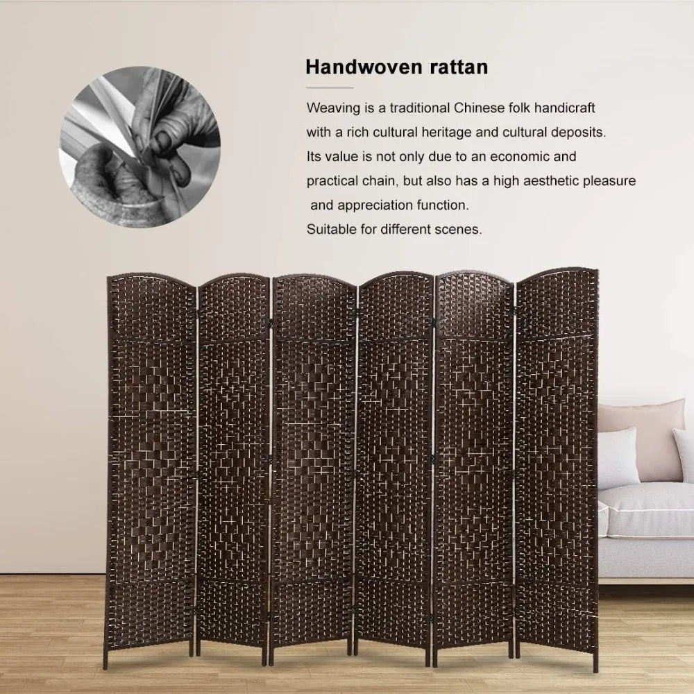 6 Panel Room Divider Folding Privacy Screen Portable Wood Privacy Screen