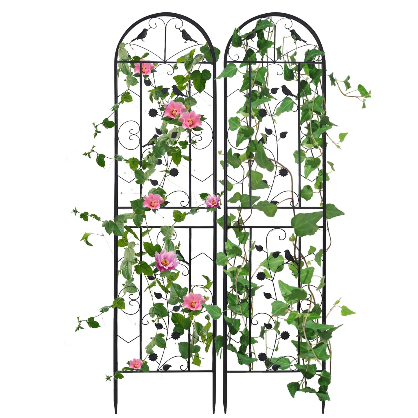 2 Pack Metal Garden Trellis Fence for Climbing Plants Vines Flowers