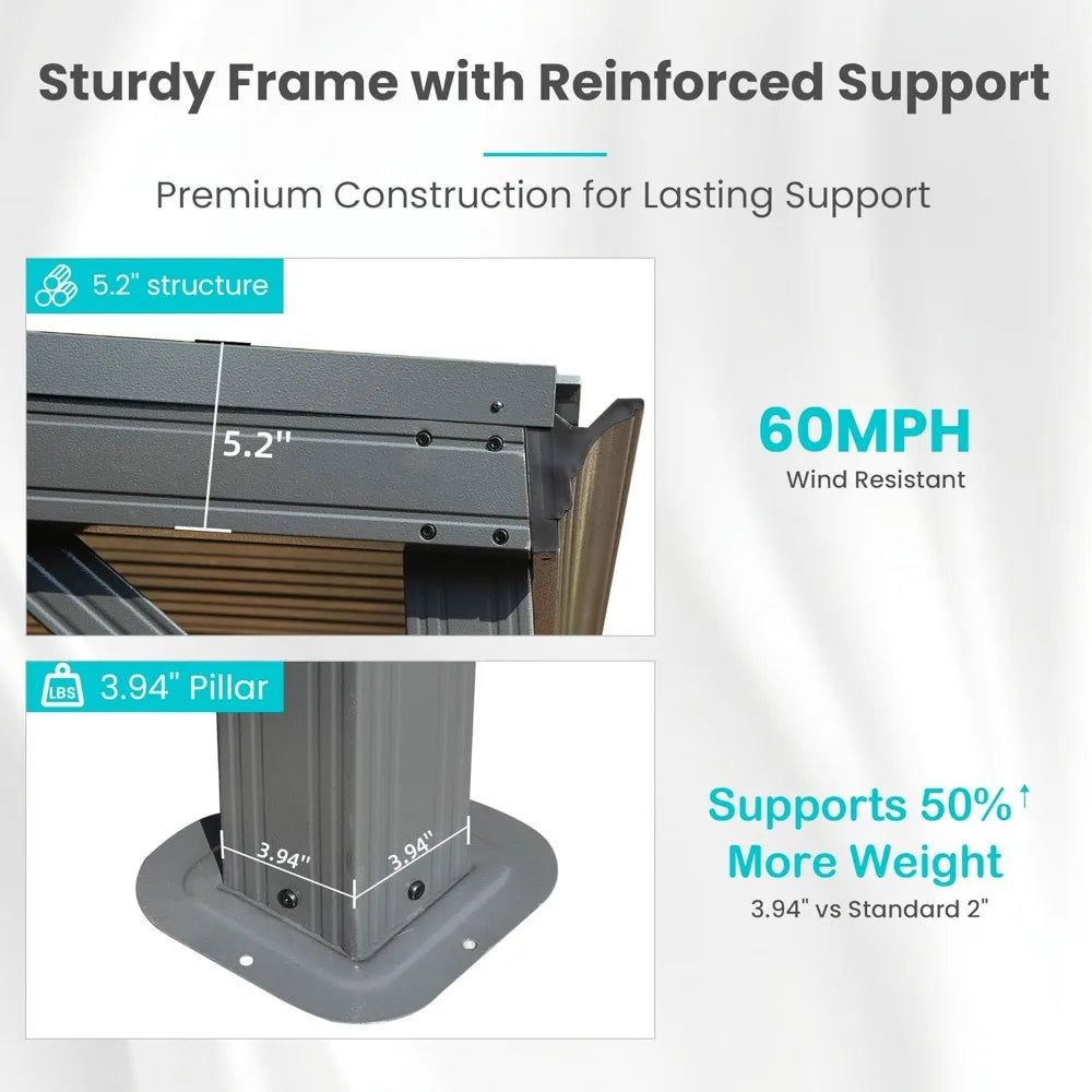 Lean to Gazebo 12x20 with Drainage System for Outdoor Living