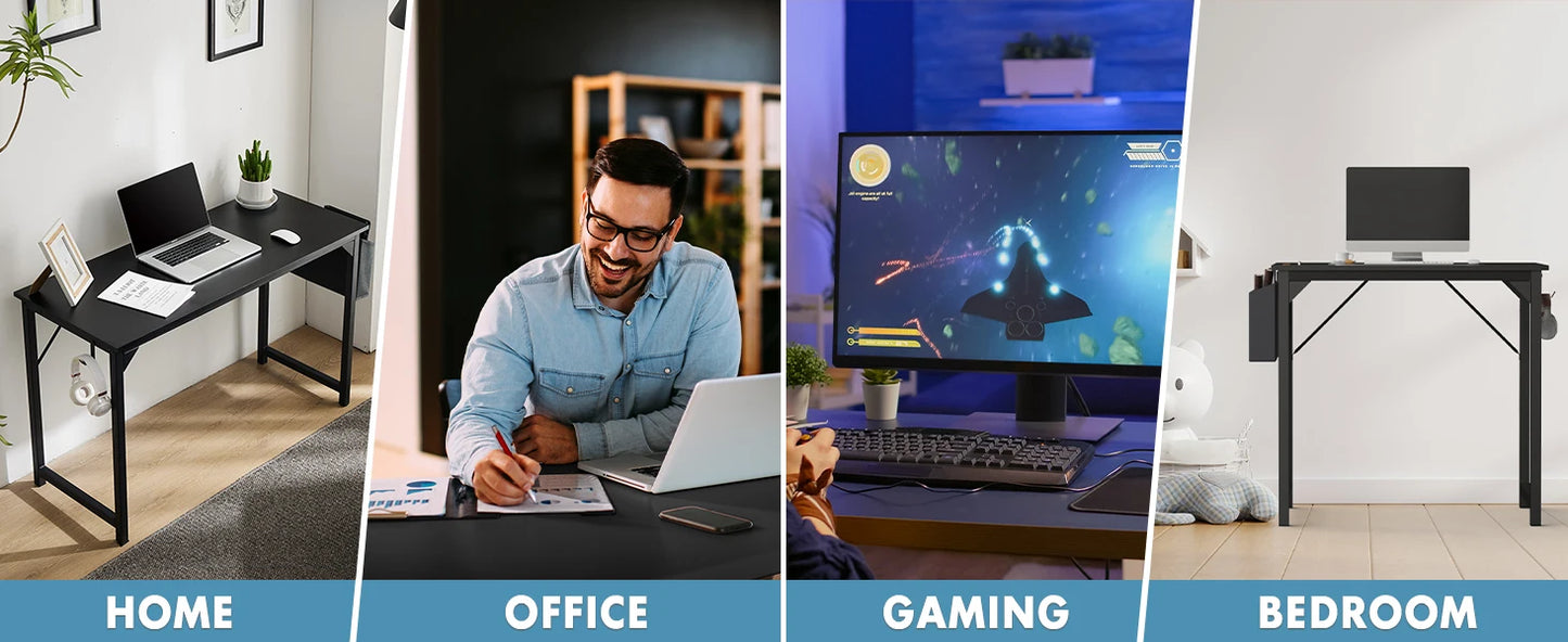 Ljustra Modern Compact Computer Desk with Storage and Headphone Hook