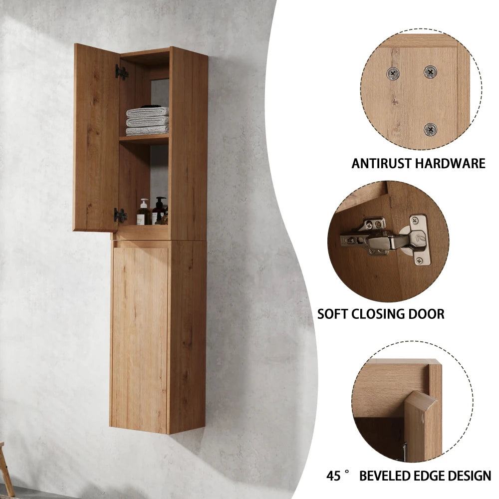 30 Inch Wall Mounted Bathroom Vanity With Sink and Side Cabinet