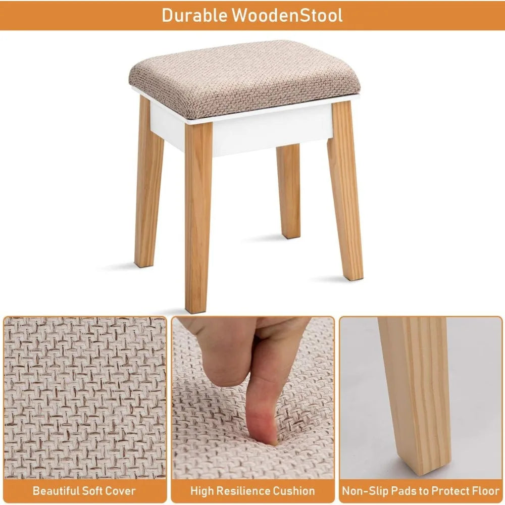 Ljustra Vanity Table Set Adjustable Mirror Makeup Table with Stool