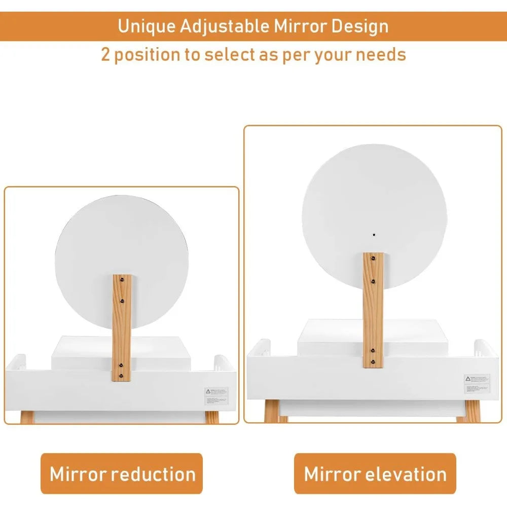 Ljustra Vanity Table Set Adjustable Mirror Makeup Table with Stool