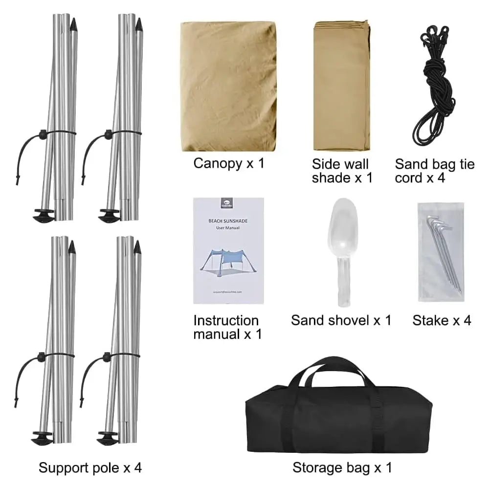 Beach Canopy Tent Shade 10x10Ft UPF50+ Windproof Water Resistant