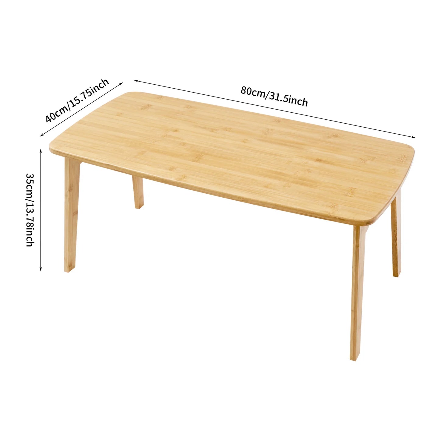 Folding Bamboo Coffee Table Portable Floor Table for Tea Study Work