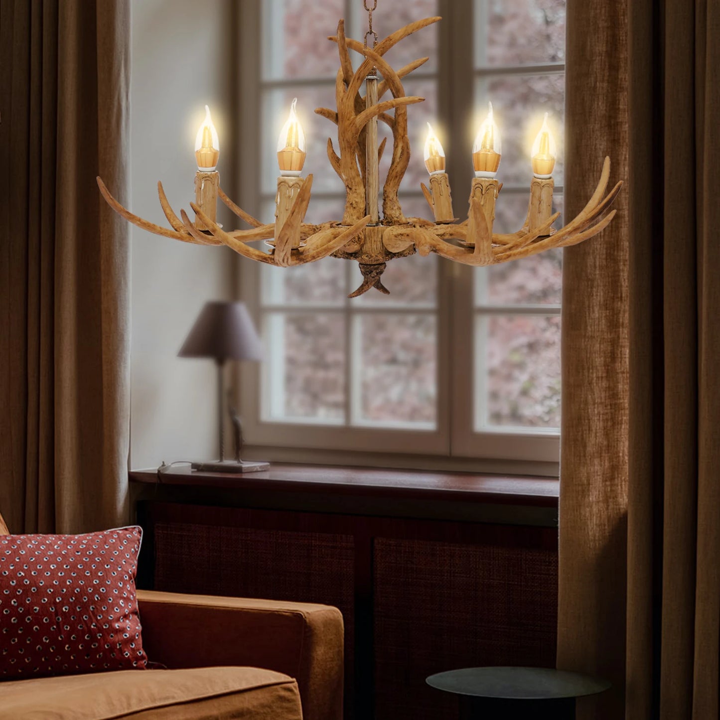 Retro Antler Chandelier Pendant Lamp for Restaurant Dining Space