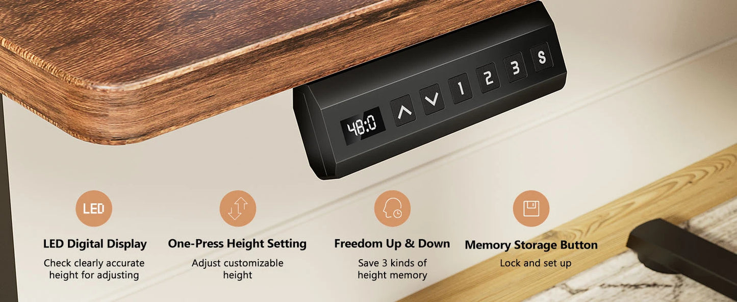 Ljustra Electric Height Adjustable Desk 63x24 Inch Ergonomic Workstation