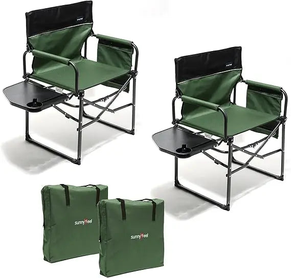 Heavy Duty Portable Folding Camping Chair with Side Table and Pocket