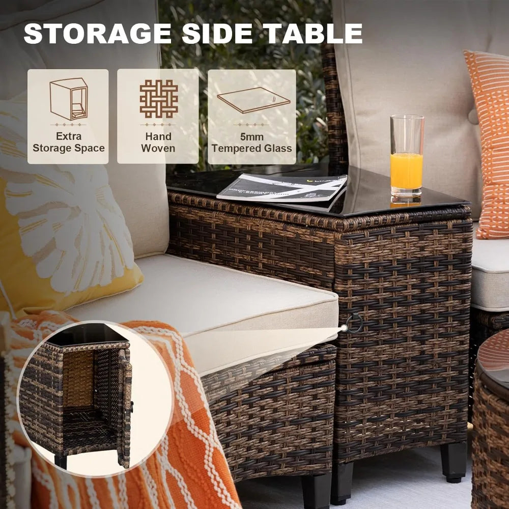 Ljustra 9 Piece Outdoor Patio Furniture Set Half-Moon Curved Sectional