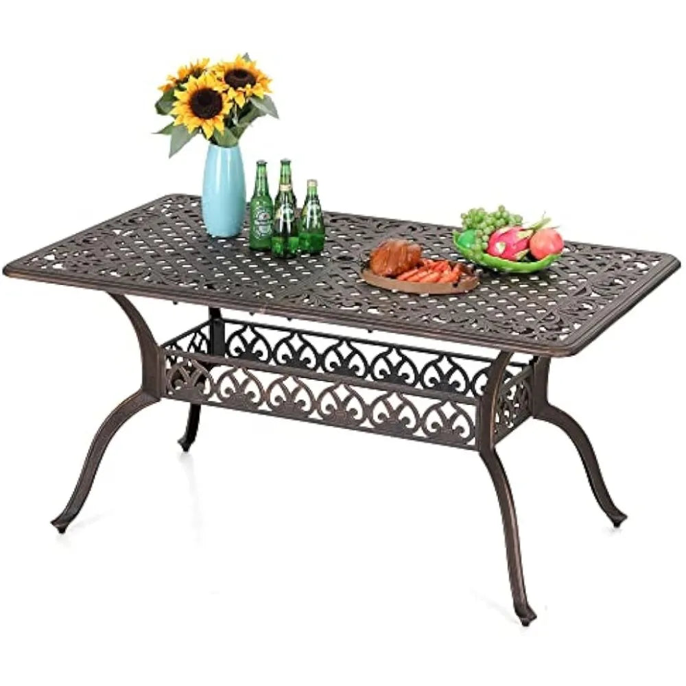 Ljustra 6-Person Cast Aluminium Outdoor Dining Table with Umbrella Hole