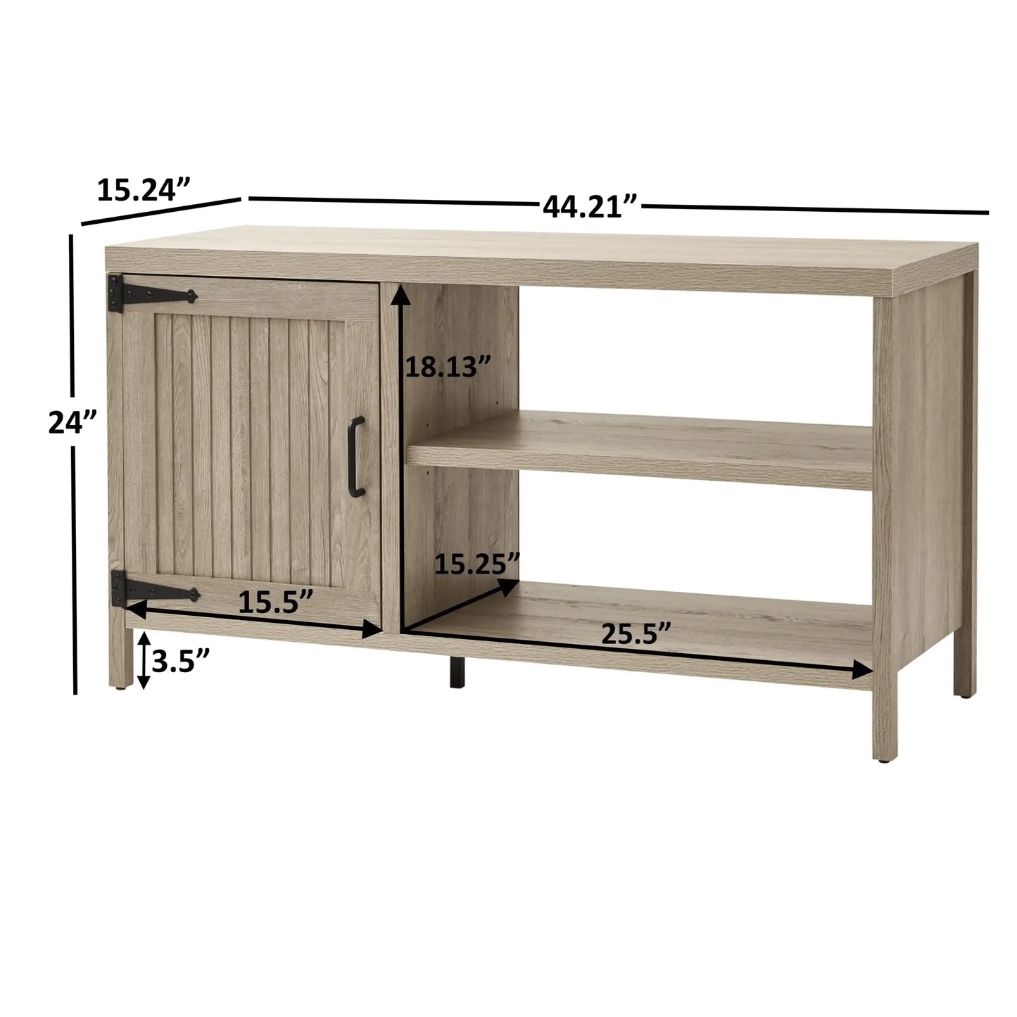 Rustic Farmhouse TV Stand for TVs Up to 50 Inches Freestanding Storage