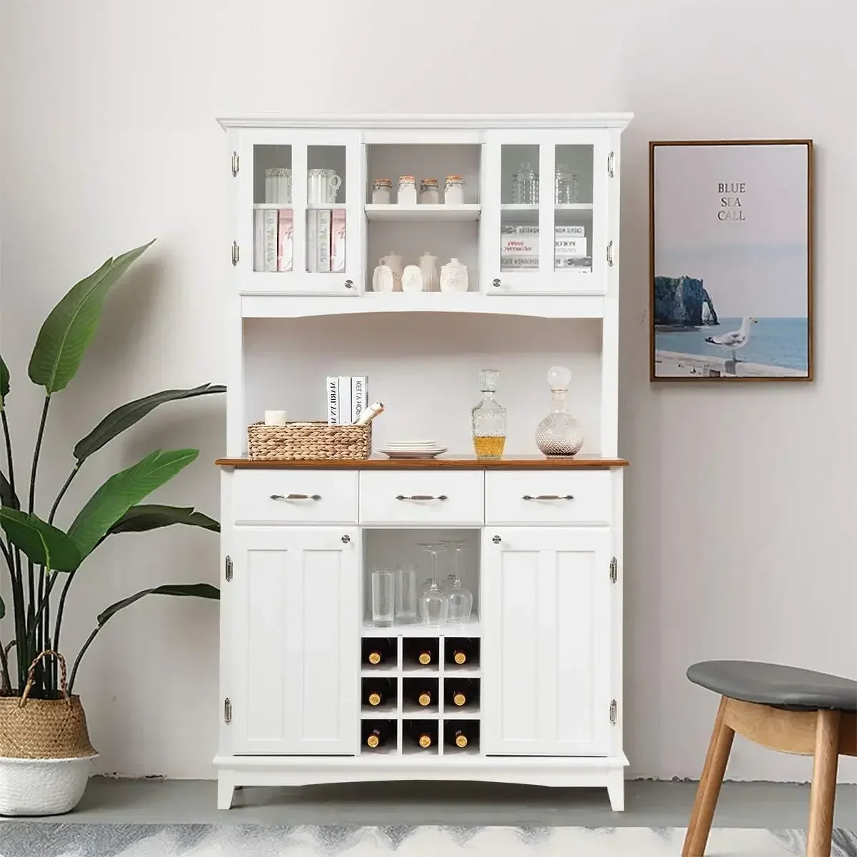 Buffet Hutch Cabinet Kitchen Sideboard Storage Island Wood Server 3 Drawers