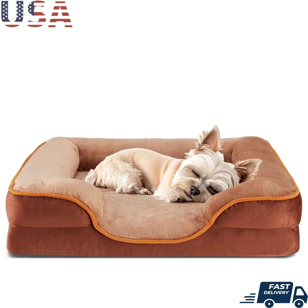 Memory Foam Dog Bed Waterproof Bolstered Sofa Orthopedic Support for Dogs