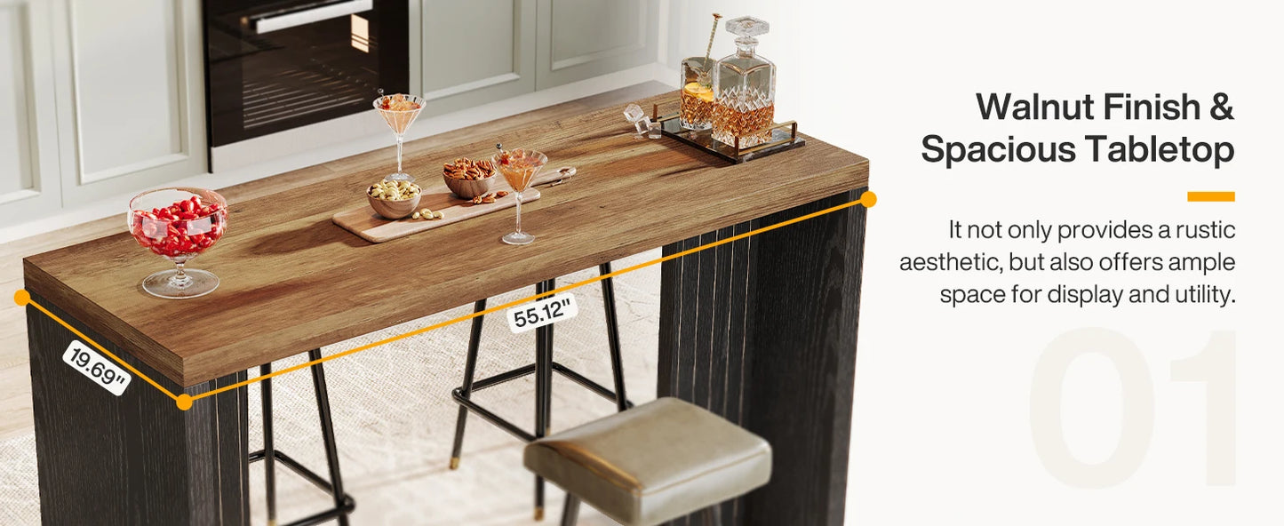 Tribesigns 55 Inch Bar Table Modern Mini Bar with Faux Marble Top