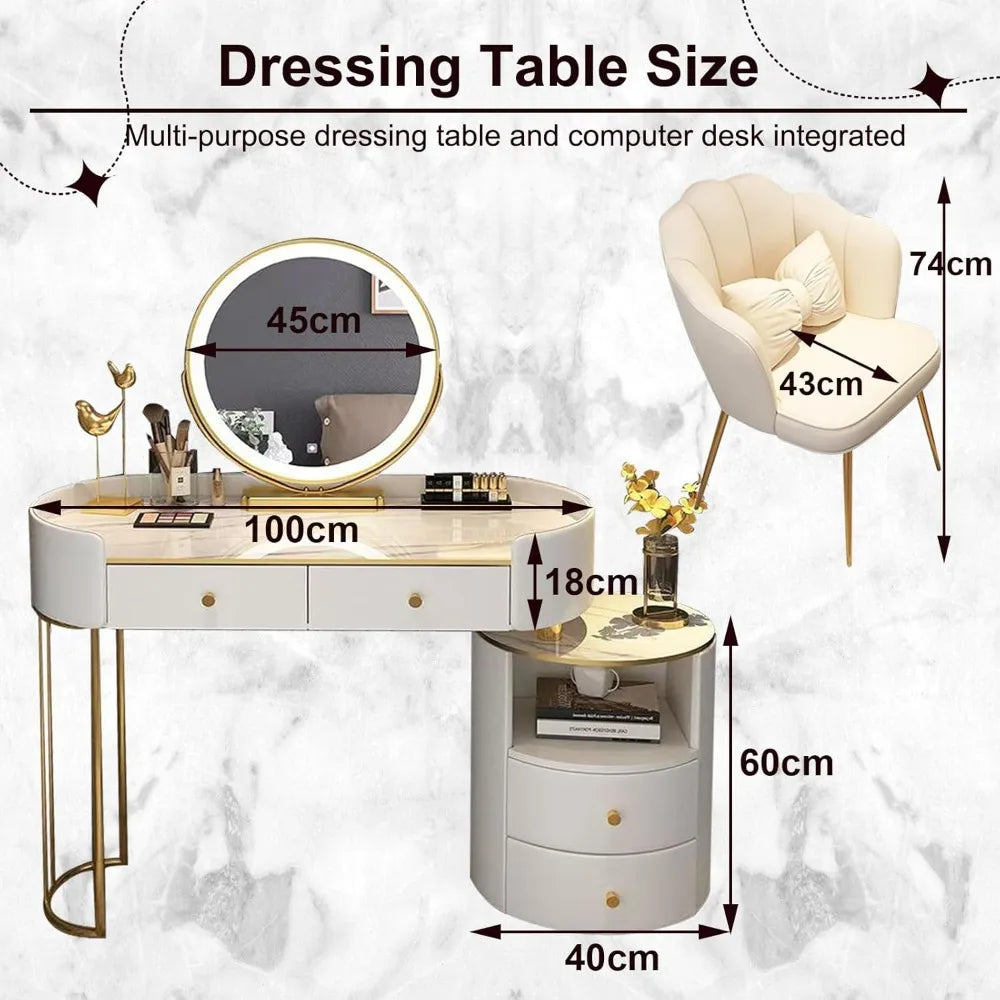 Ljustra Dressing Table with Mirror and Chair Set Vanity Makeup Desk