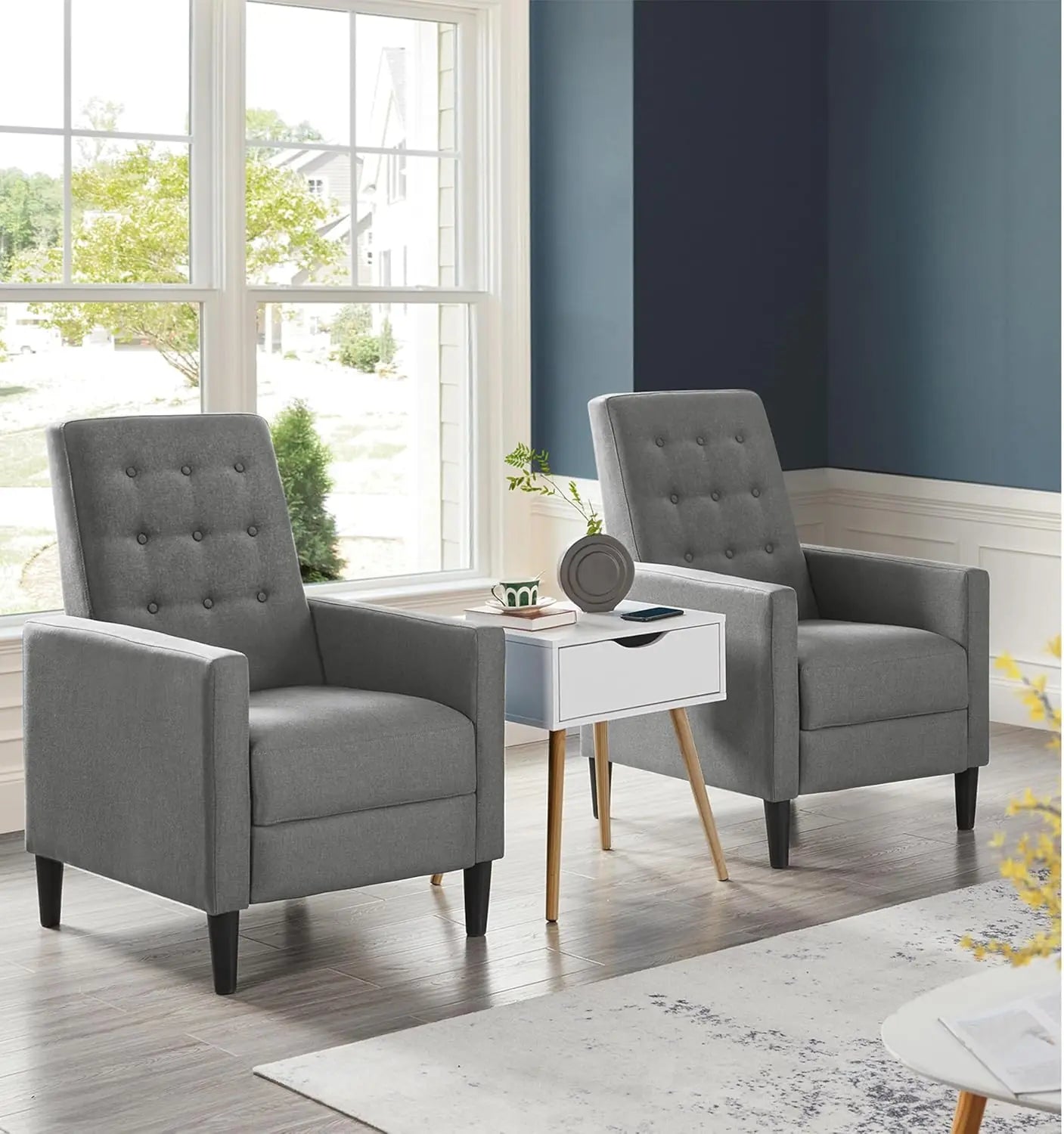 Adjustable Mid-Century Modern Recliner Chair with Thicker Seat Cushion