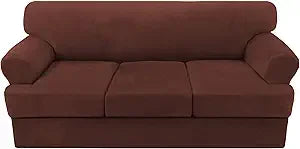 4-Piece Velvet Sofa Slipcover T-Cushion Stretch Fit | Couch Cover 72-90"