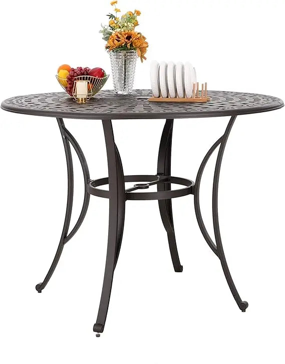 Patio Furniture Set 3 Pieces Cast Aluminum High Top Table Swivel Stools