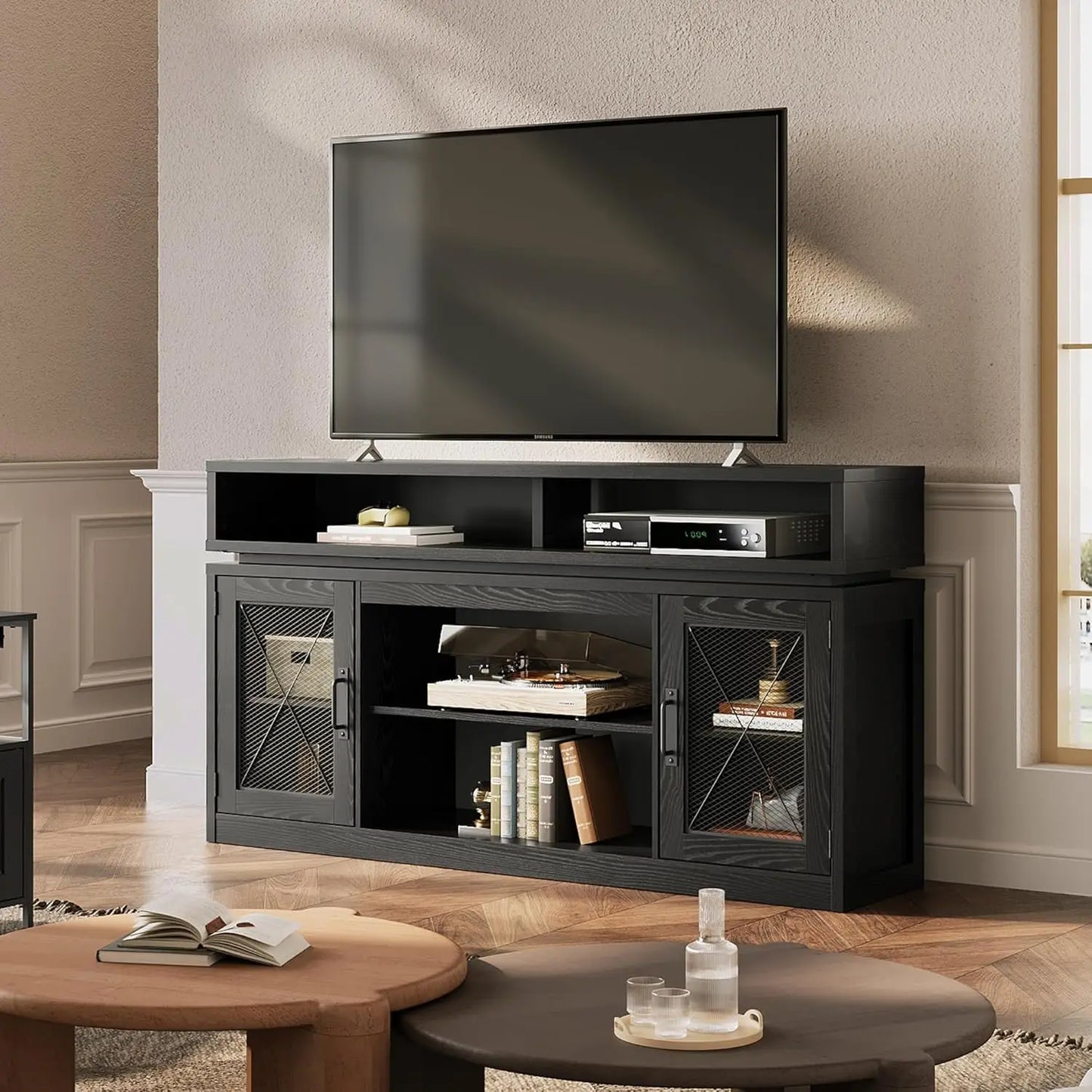 TV Stand for 65 Inch TV Entertainment Center with LED Lights and Storage