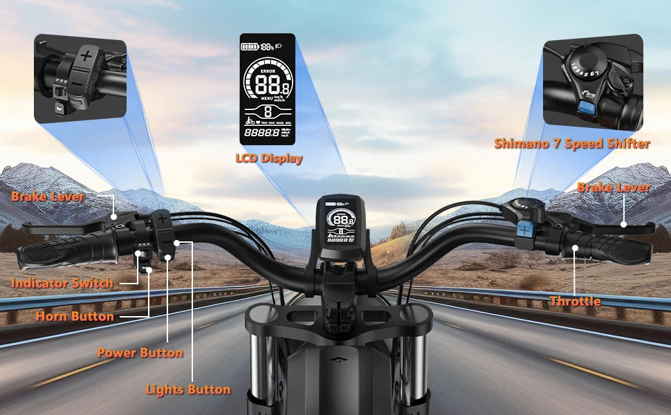 Ljustra Kickwey K7 Electric Bike 1500W 48V 20 Inch Fat Tire Mountain