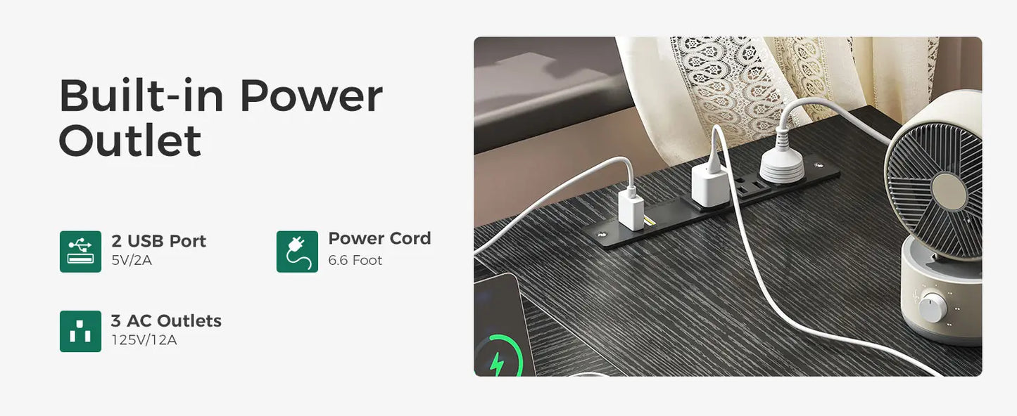 L Shaped Gaming Desk with 4 Drawers and USB Charging Power Outlets