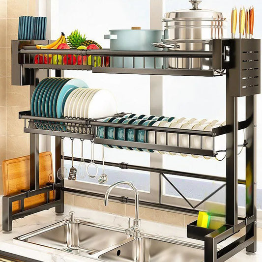 Expandable Cutlery Storage Drain Rack Kitchen Organizer Sink Shelf