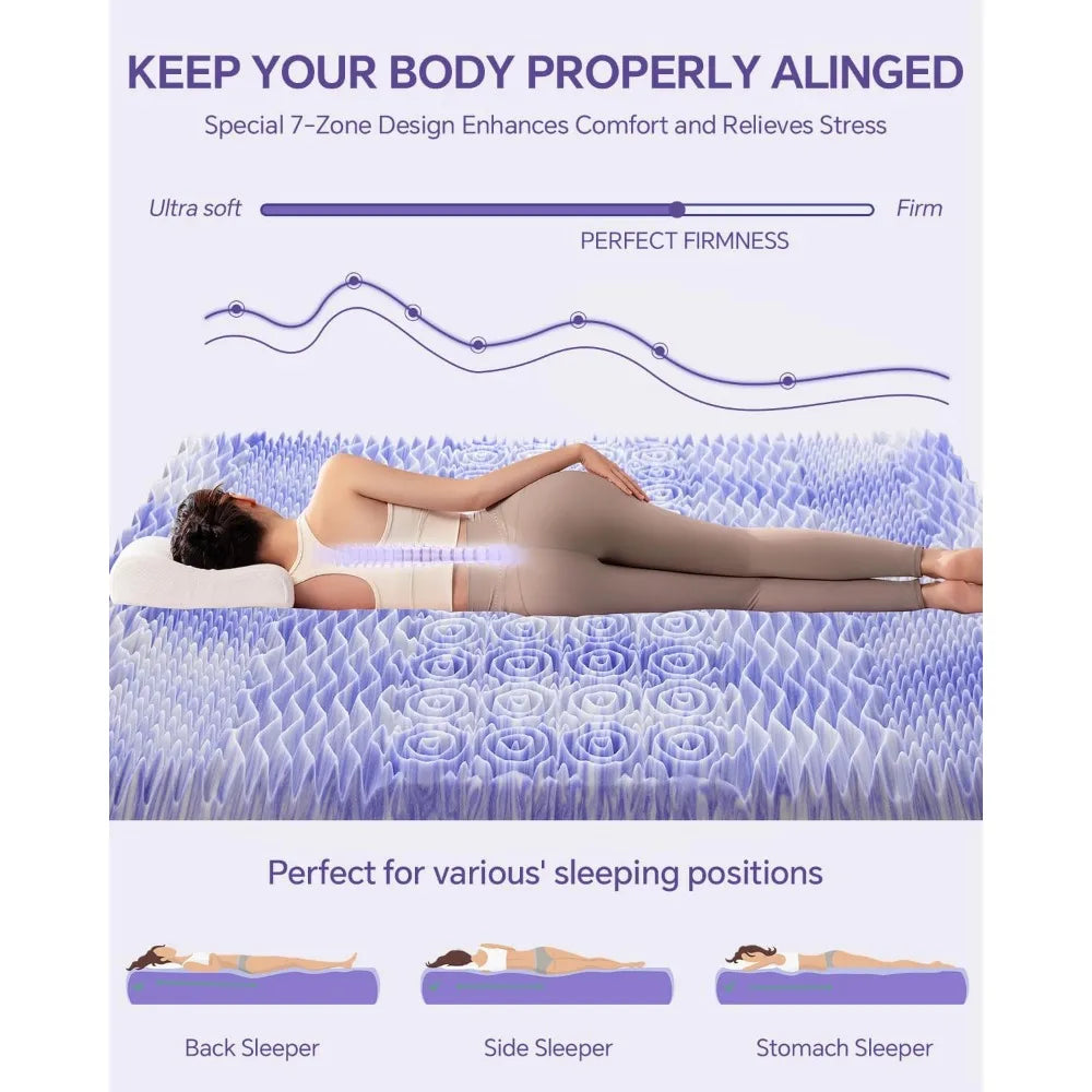 Ljustra Dual Layer Memory Foam Mattress Topper Queen 4 Inch Cooling