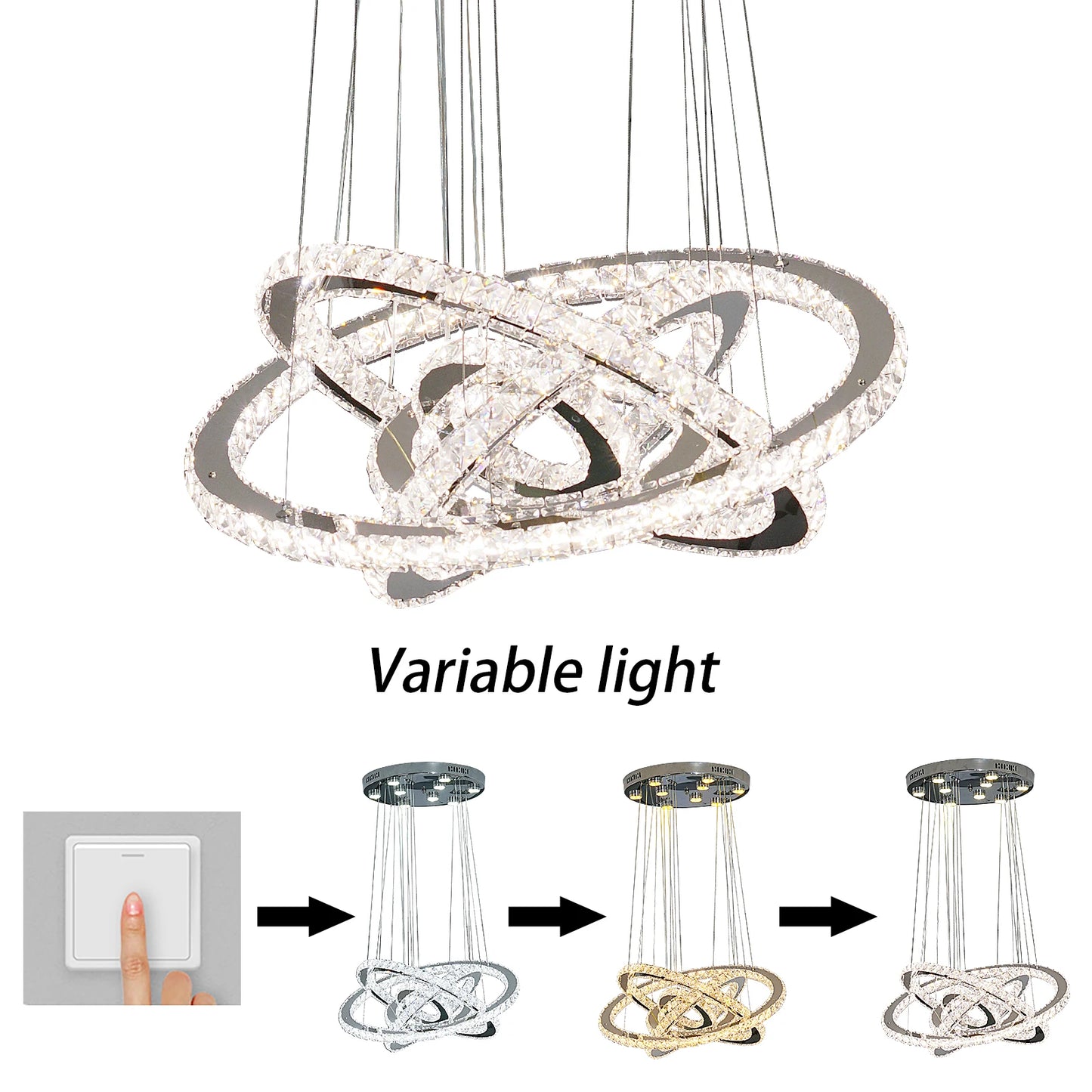 K9 Crystal Ring LED Pendant Light Modern Chandelier Luxury Ceiling Lamp