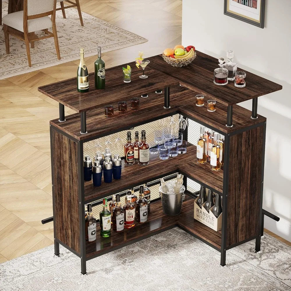 Home Bar Unit Mini Liquor Table Cabinet Compact Stylish Storage