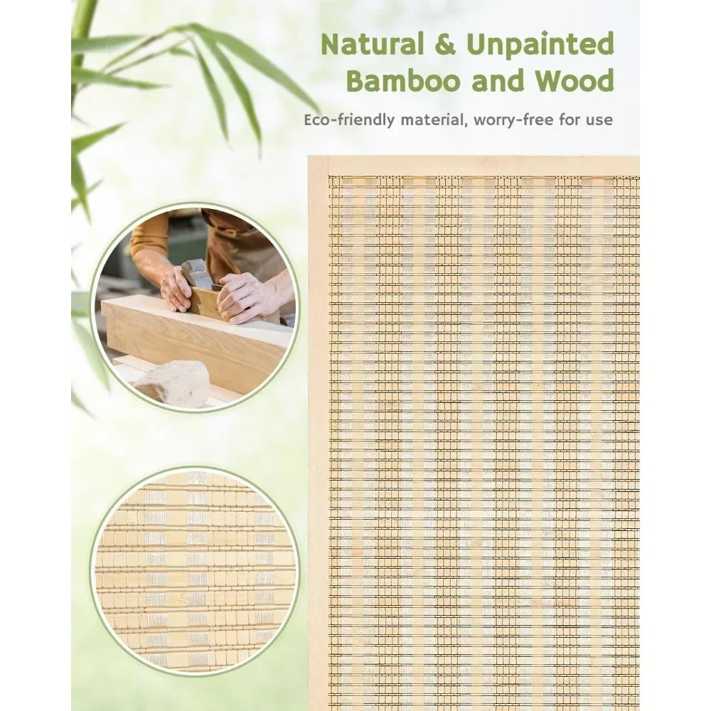 Room Divider Folding Privacy Screen 6 Panel Bamboo Room Partition