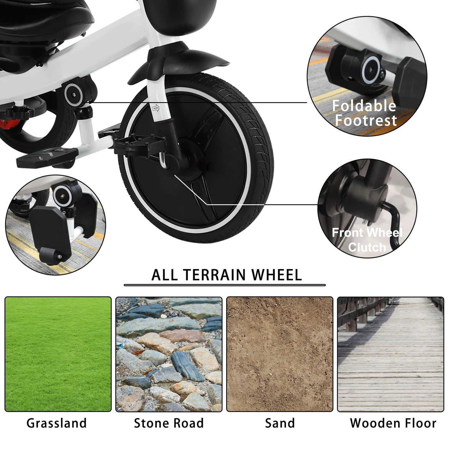 Ljustra 5-in-1 Baby Stroller Tricycle Adjustable Canopy 1-5 Years