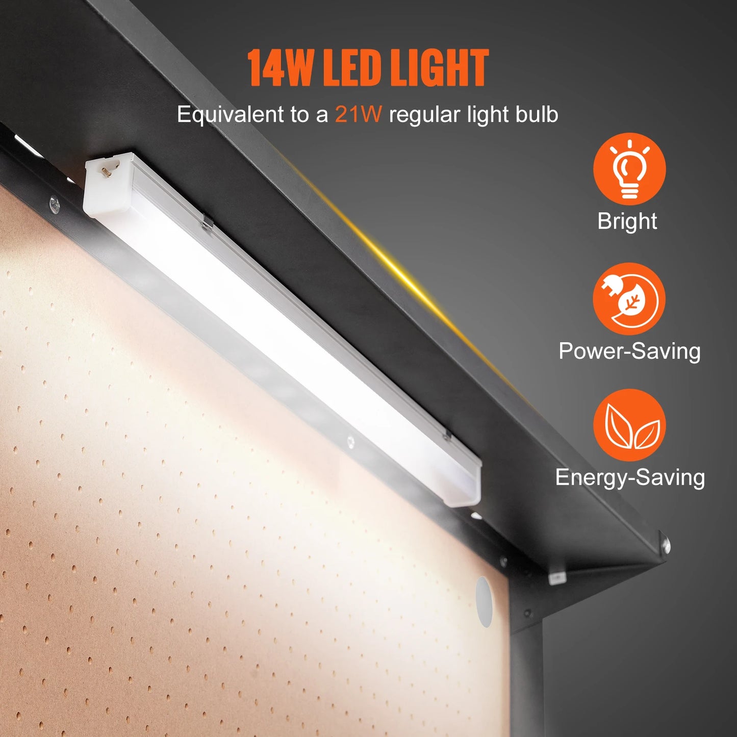 Ljustra 220lbs Workbench A3 Steel Garage Work Bench with USB Ports Hooks