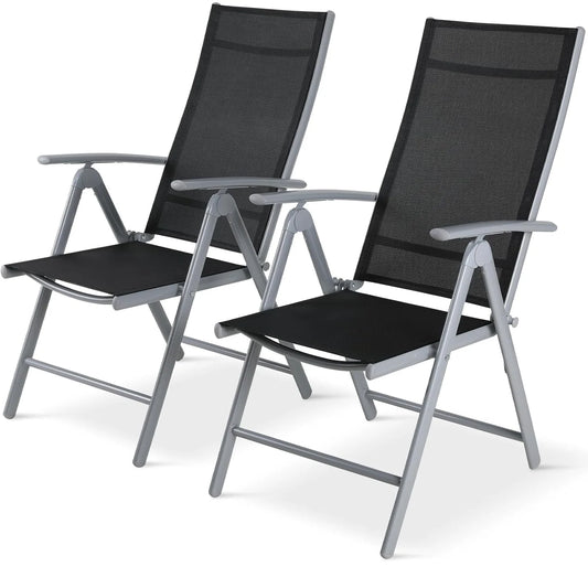 2PCS Adjustable Foldable Lounge Chairs Outdoor Lightweight Aluminum