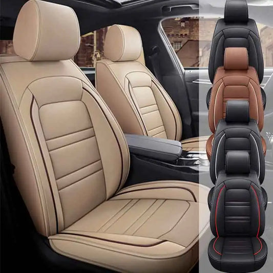 Universal 5-Seat PU Leather Car Seat Covers Full Set Anti-Scratch Protection