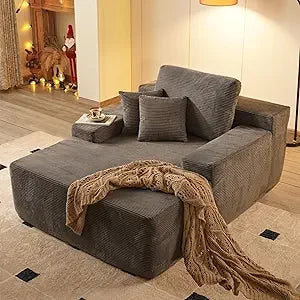 Oversized Chaise Lounge Chair Indoor Sleeper Couch Faux Fur Reading Chair