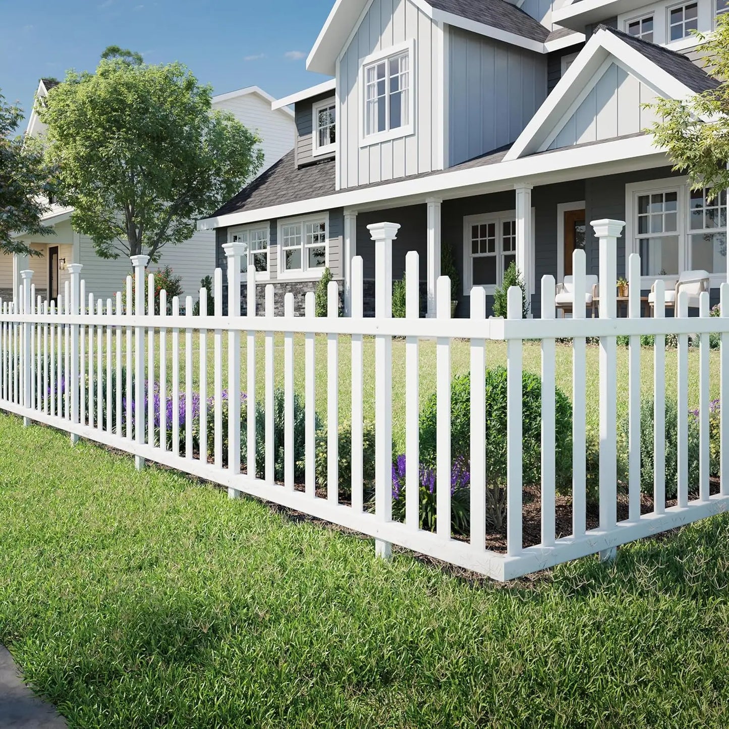 Ljustra 2.5ft H x 4.7ft W No Dig Vinyl Fence Panel Kit for Yard