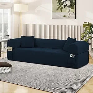 Modern 83 Inch Sofa in a Box No Assembly 3 Seater Couch with Pillows